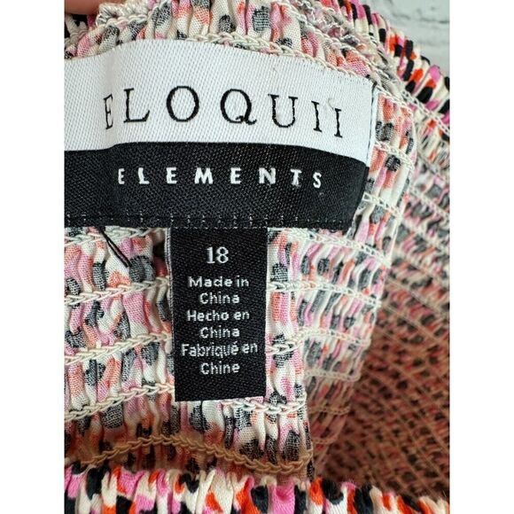 ELOQUII stretch cotton smocked polka dot open shoulders dress 18 NWOT - Picture 9 of 9